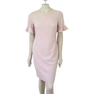 CALVIN KLEIN Petal Sleeve Sheath Dress in Powder Pink SZ 8